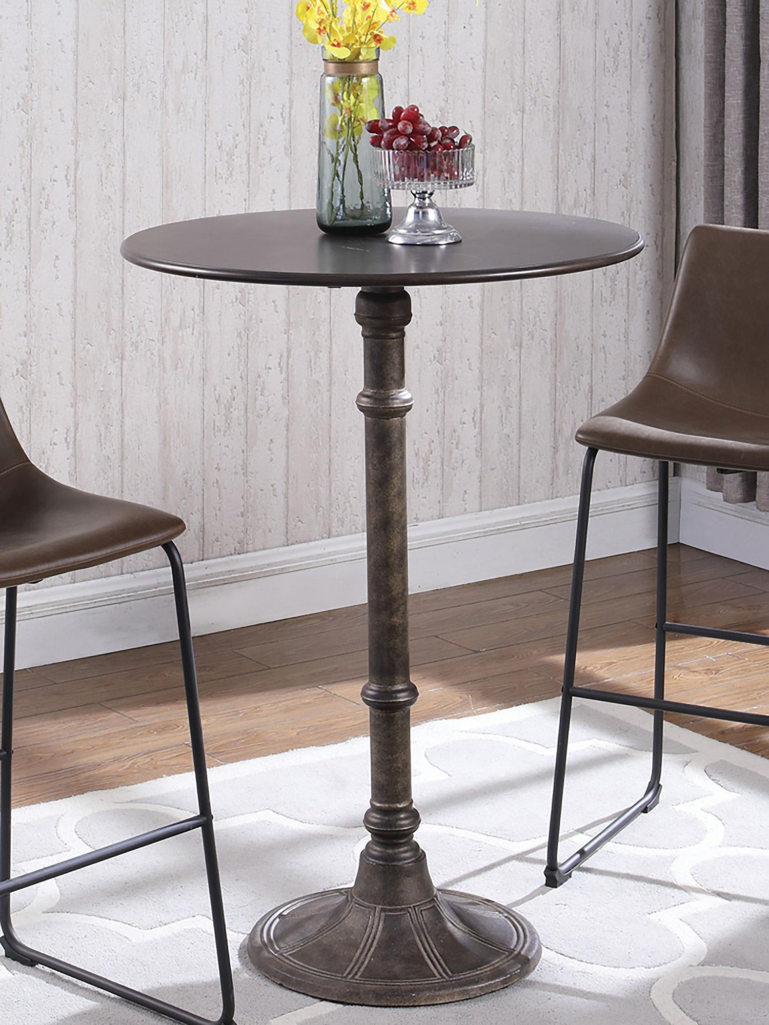 Coaster Oswego Round 30-inch Pub Height Bistro Bar Table Dark Russet