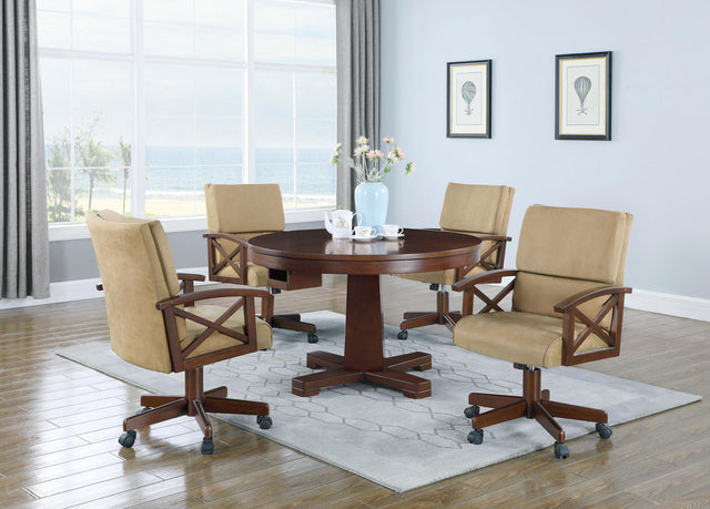 Coaster Marietta 5-piece 3-in-1 Dining and Game Table Set Tobacco