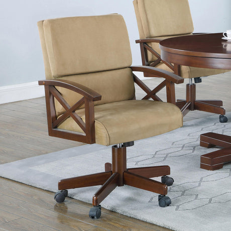 Coaster Marietta Upholstered Swivel Dining and Game Chair Tobacco