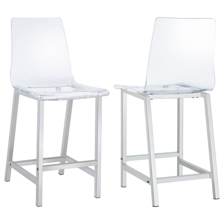 Coaster Juelia Clear Acrylic Counter Chair Chrome (Set of 2)