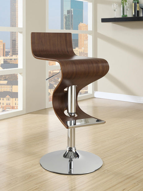 Coaster Covina Adjustable Bar Stool Walnut and Chrome