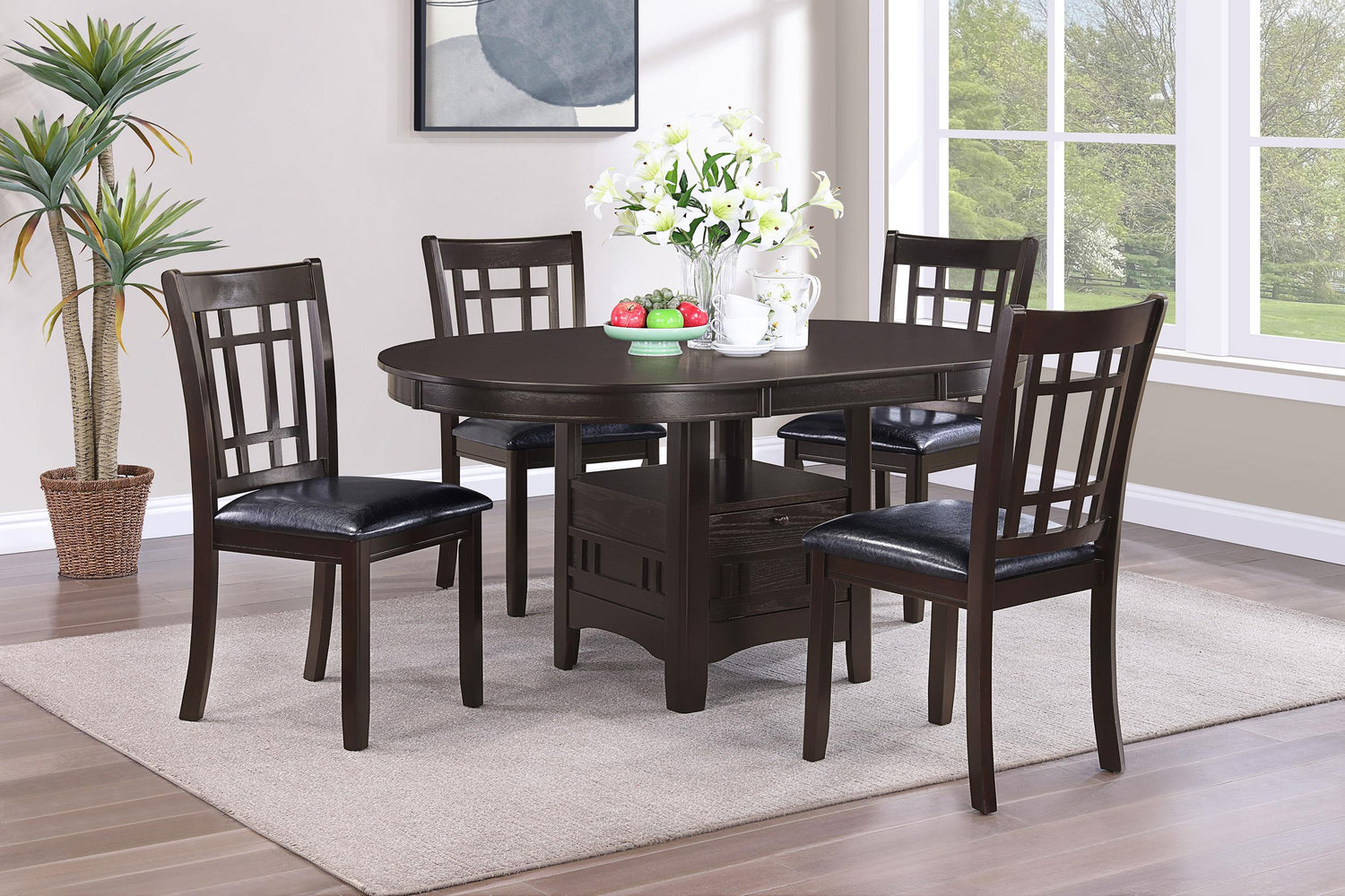 Coaster Lavon 5-piece Oval Extension Leaf Dining Set Espresso