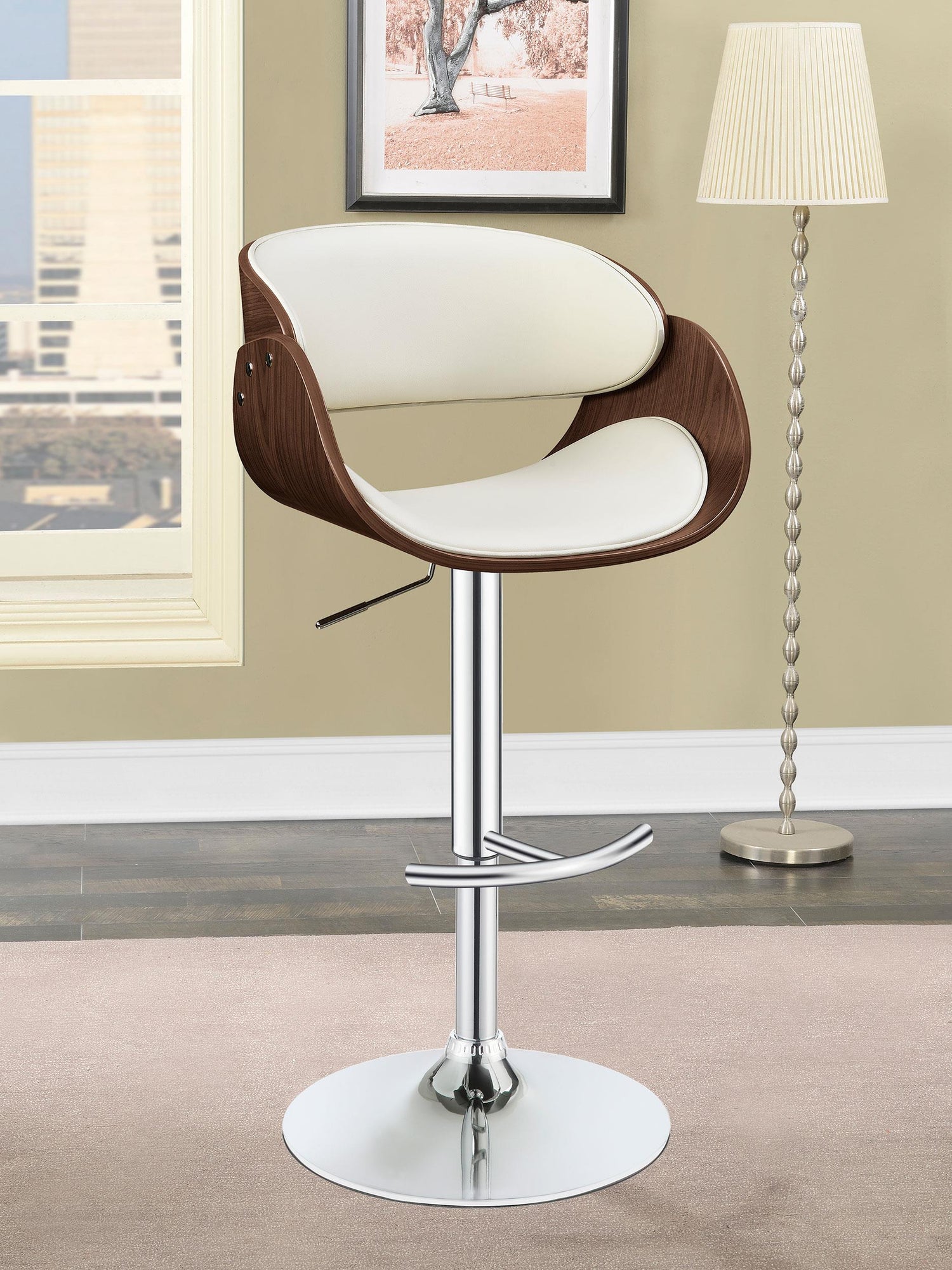 Coaster Dana Adjustable Bar Stool Ecru and Chrome