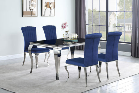 Coaster Carone 5-piece 61" Rectangular Black Glass Dining Set Blue