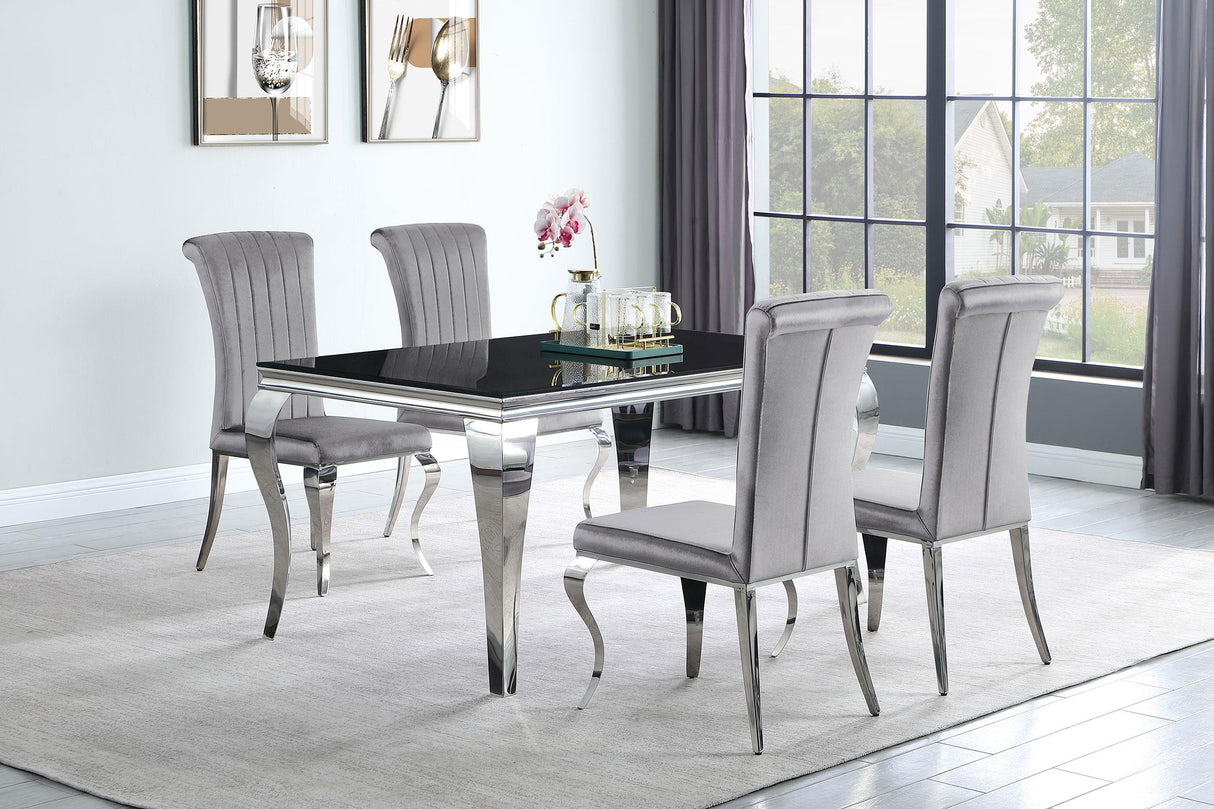 Coaster Carone 5-piece 61" Rectangular Black Glass Dining Set Grey