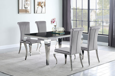 Coaster Carone 5-piece 61" Rectangular Black Glass Dining Set Grey