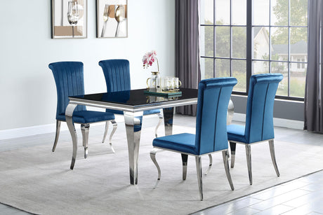 Coaster Carone 5-piece 61" Rectangular Black Glass Dining Set Teal