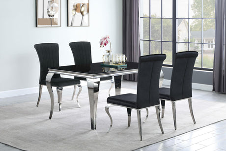 Coaster Carone 5-piece 61" Rectangular Black Glass Dining Set Black