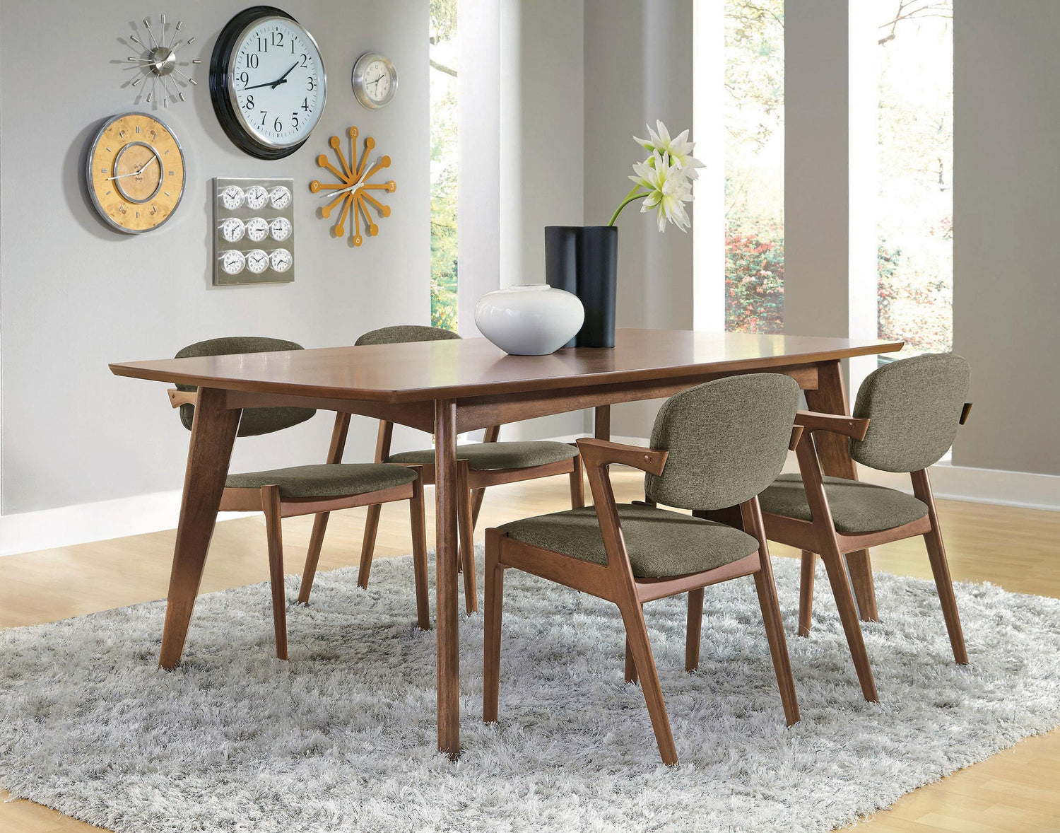 Coaster Malone 5-piece Rectangular Dining Table Set Dark Walnut