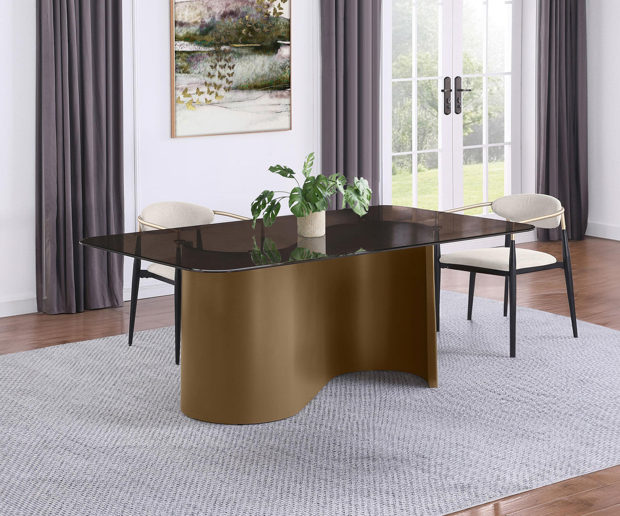 Coaster Edson 72-inch Rectangular Glass Top Dining Table Bronze