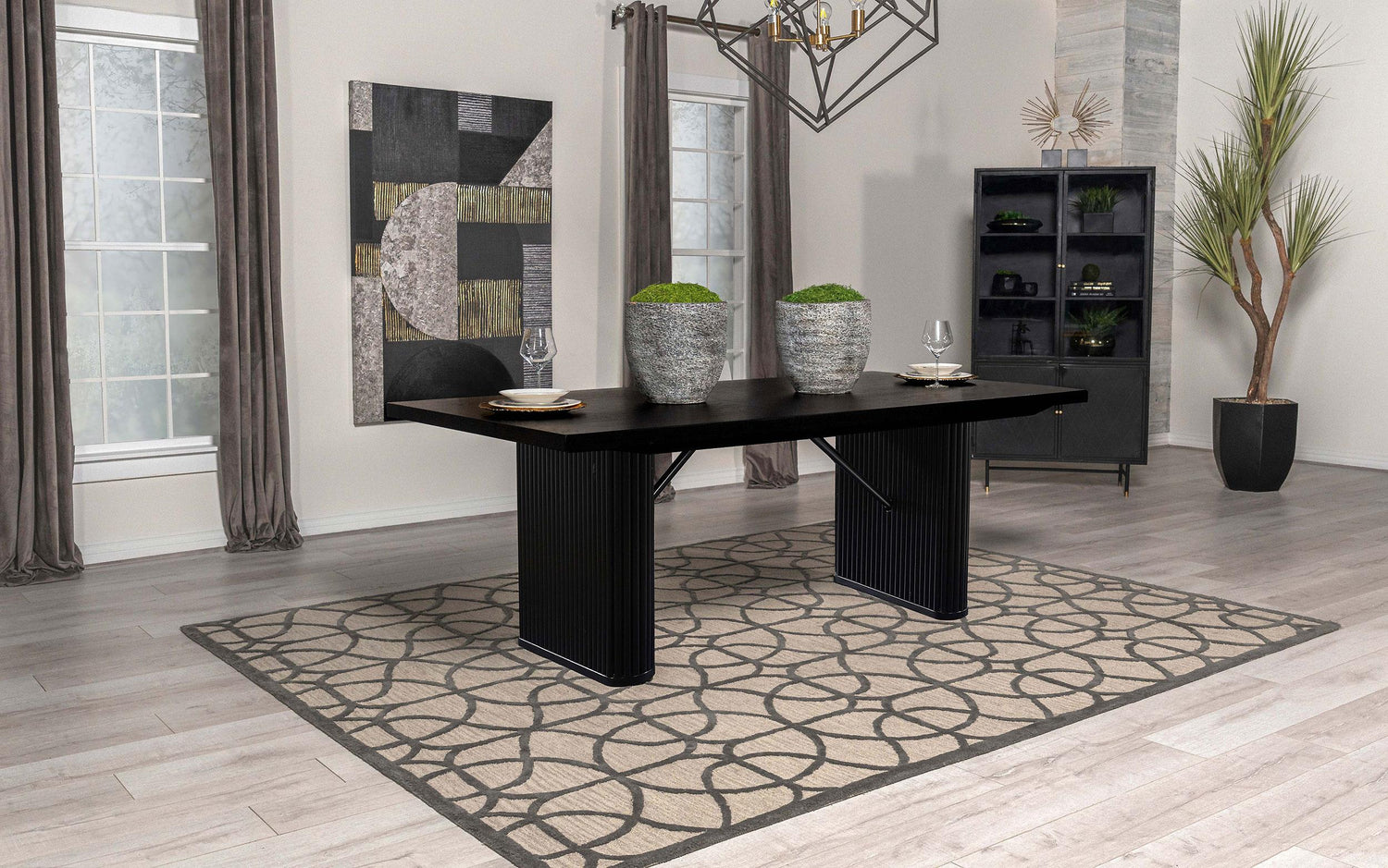 Coaster Catherine Rectangular 84-inch Wood Dining Table Black