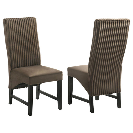 Coaster Barrand Upholstered Dining Side Chair Chocolate (Set of 2)