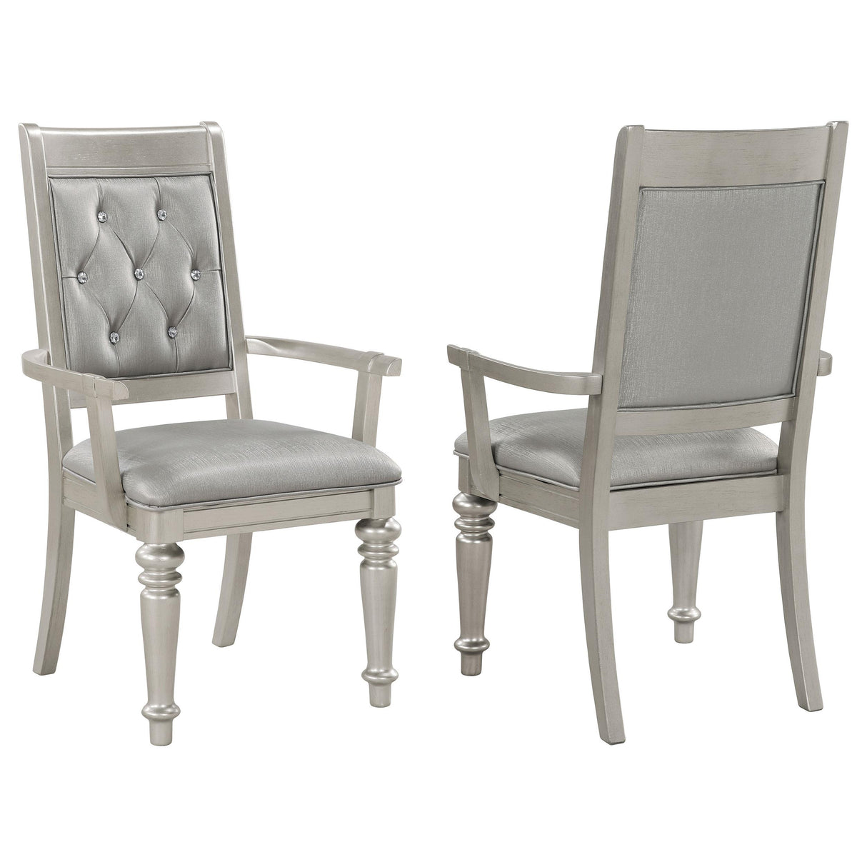 Coaster Bling Game Dining Arm Chair Metallic Platinum (Set of 2)