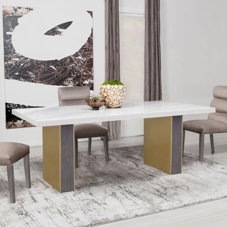Coaster Carla 80-inch Cultured Carrara Marble Top Dining Table White