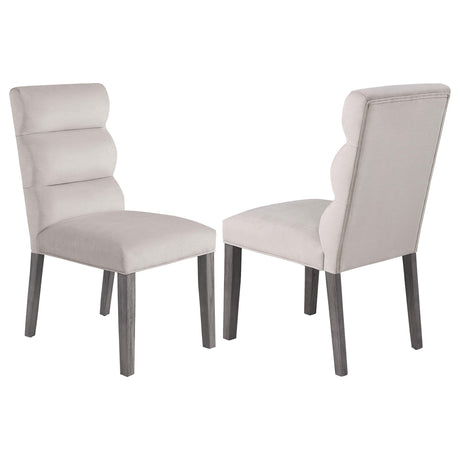 Coaster Carla Velvet Upholstered Dining Side Chair Stone (Set of 2)