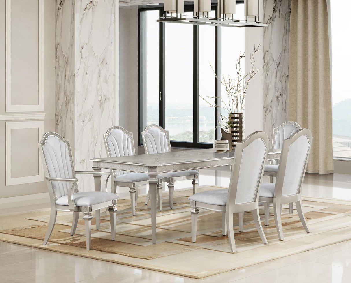 Coaster Evangeline 7-piece Extension Leaf Dining Set Silver Oak