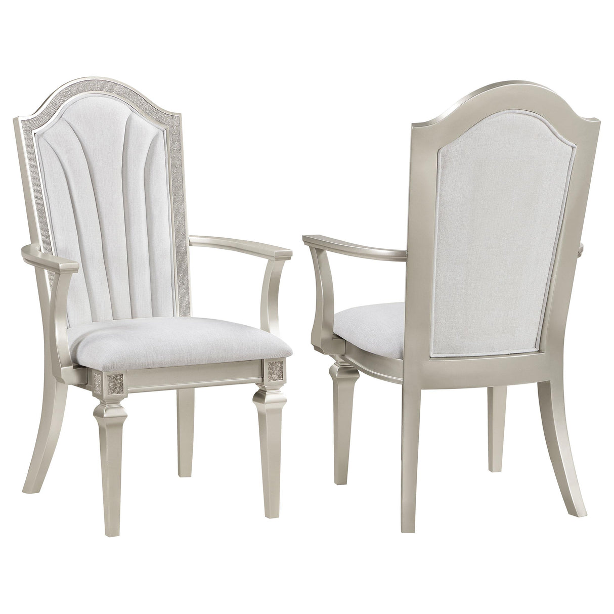 Coaster Evangeline Wood Dining Arm Chair Silver Oak (Set of 2)