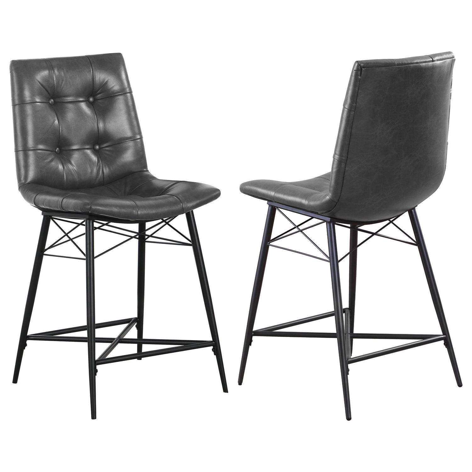 Coaster Aiken Upholstered Tufted Counter Chair Charcoal (Set of 2)