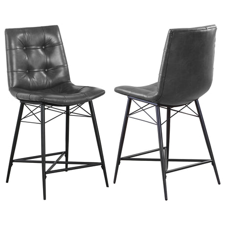 Coaster Aiken Upholstered Tufted Counter Chair Charcoal (Set of 2)