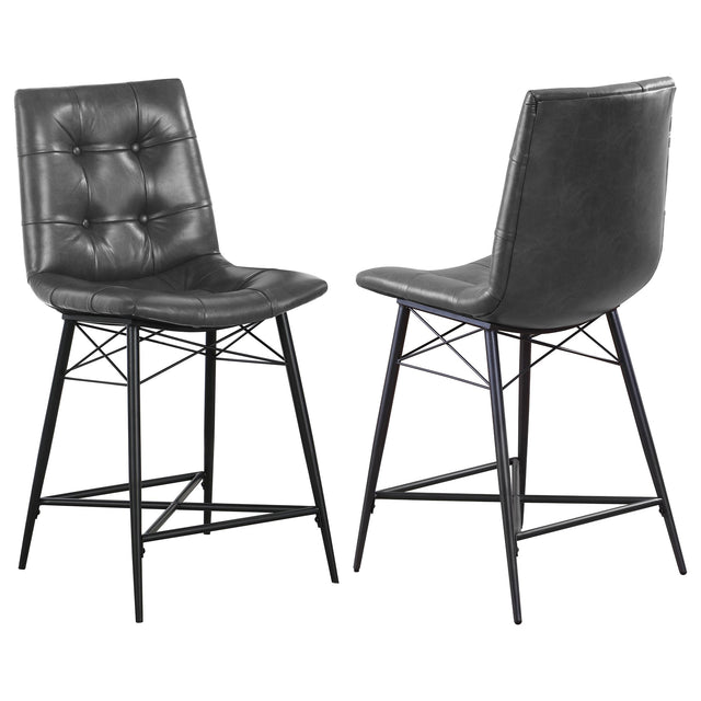 Coaster Aiken Upholstered Tufted Counter Chair Charcoal (Set of 2)