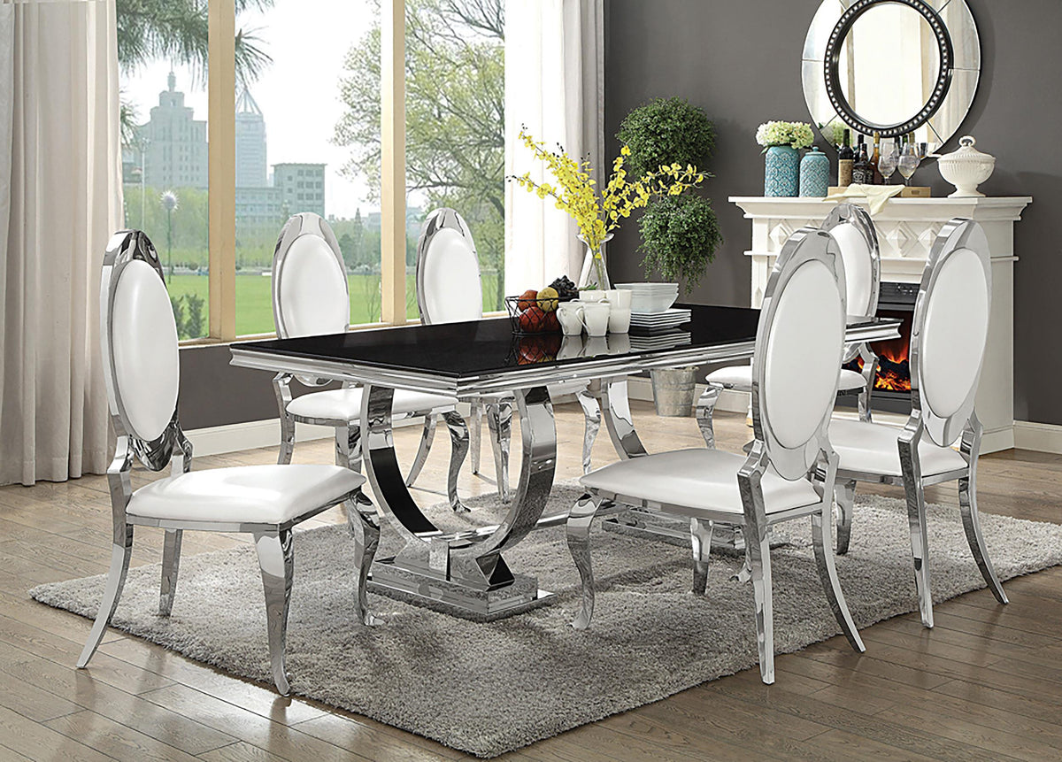 Coaster Antoine 5-piece Rectangular Glass Top Dining Set Chrome