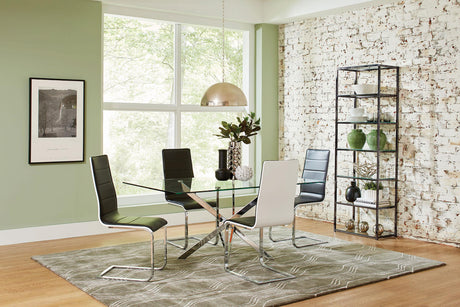 Coaster Carmelo 5-piece Rectangular Glass Top Dining Set Chrome