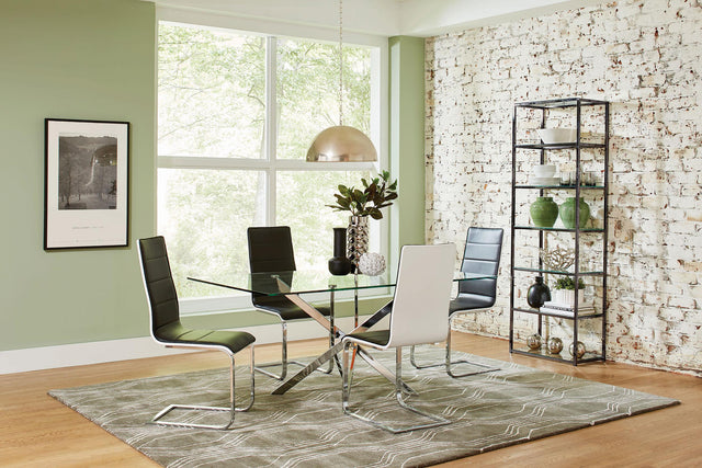 Coaster Carmelo 5-piece Rectangular Glass Top Dining Set Chrome
