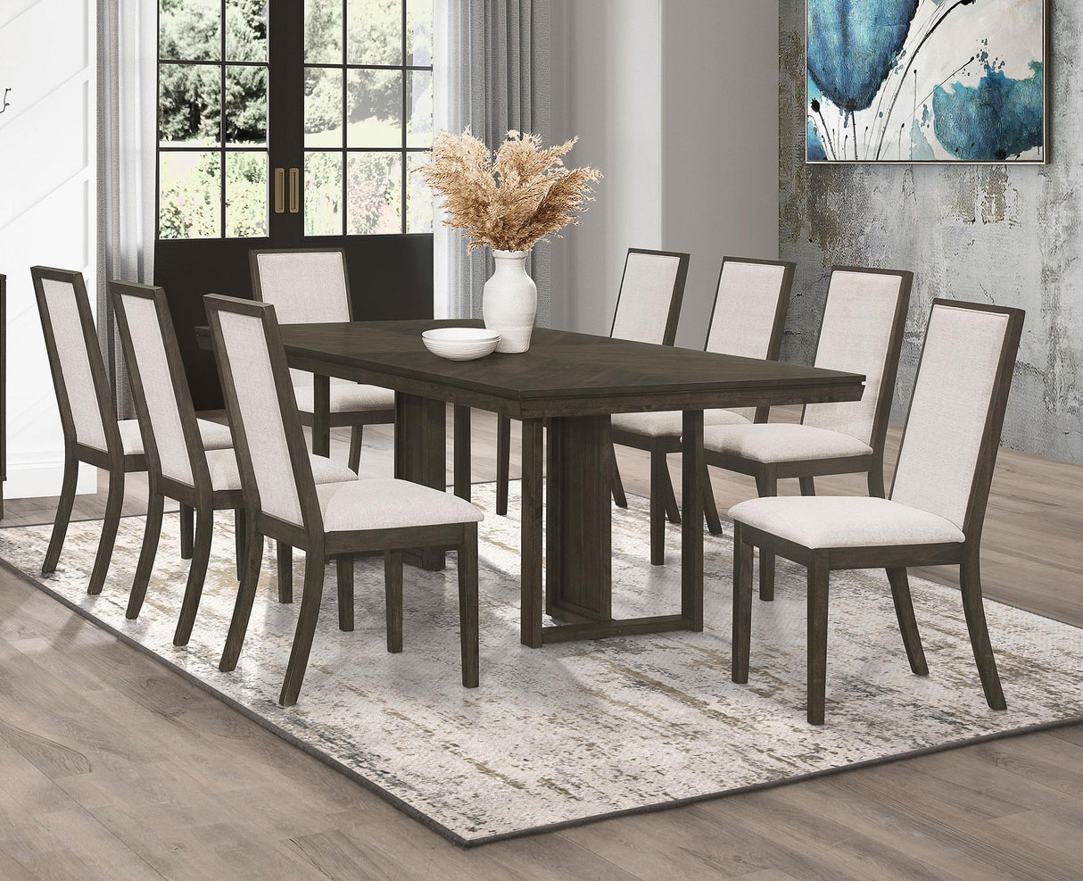 Coaster Kelly 9-piece Rectangular Dining Table Set Dark Grey