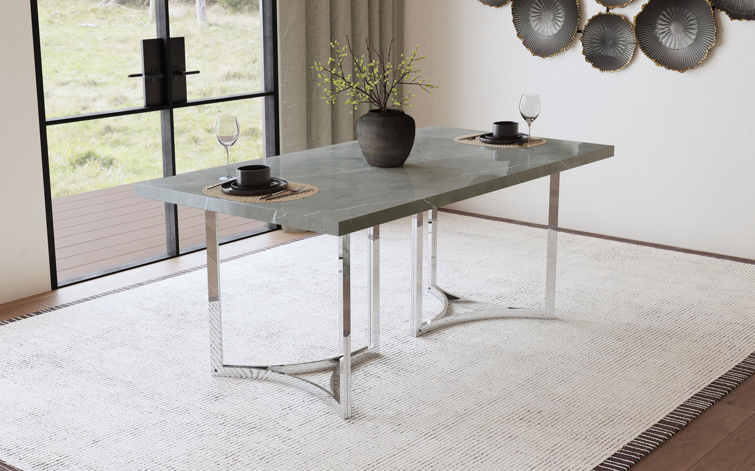Coaster Sterling 72-inch Rectangular Dining Table Grey Faux Marble