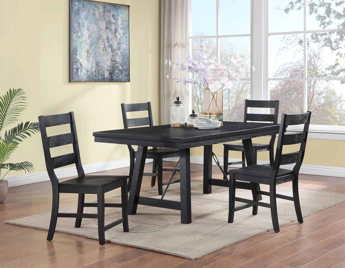 Coaster Newport 5-piece Rectangular Trestle Dining Table Set Black