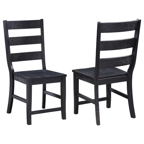 Coaster Newport Ladder Back Wood Dining Side Chair Black (Set of 2)
