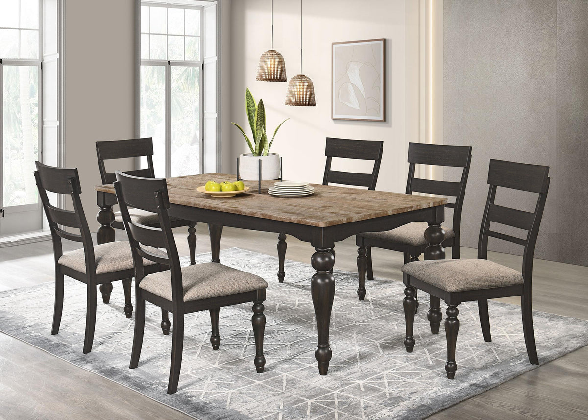 Coaster Bridget 7-piece Rectangular Dining Set Charcoal Sand Through