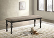 Coaster Bridget Fabric Upholstered Dining Bench Stone and Charcoal