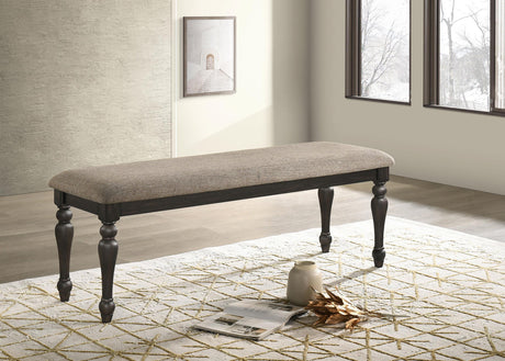 Coaster Bridget Fabric Upholstered Dining Bench Stone and Charcoal