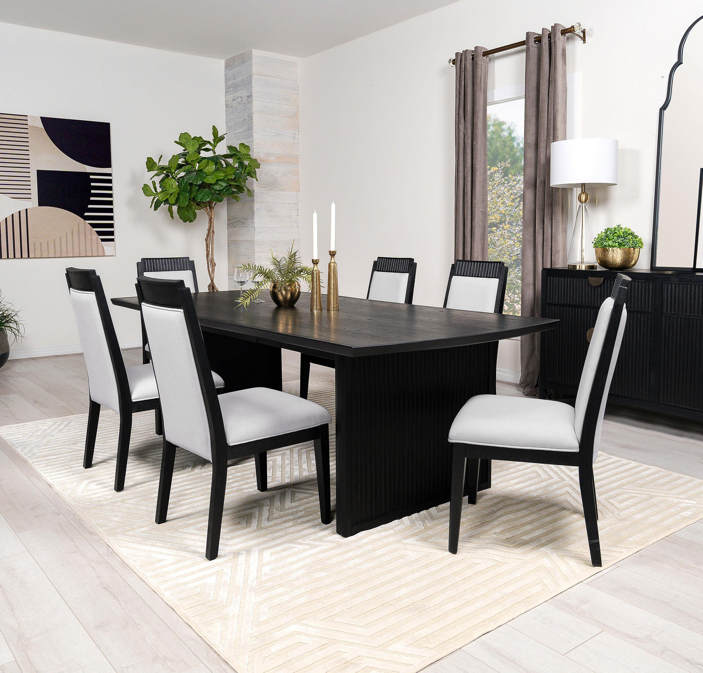 Coaster Brookmead 7-piece Extension Leaf Dining Table Set Black