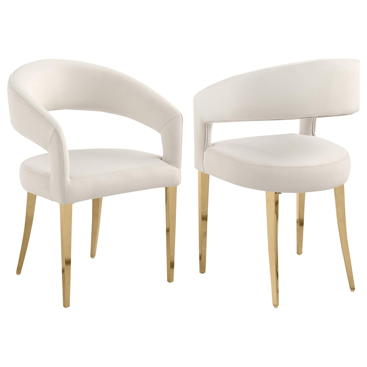 Coaster Galiano Velvet Upholstered Dining Arm Cream Beige (Set of 2)