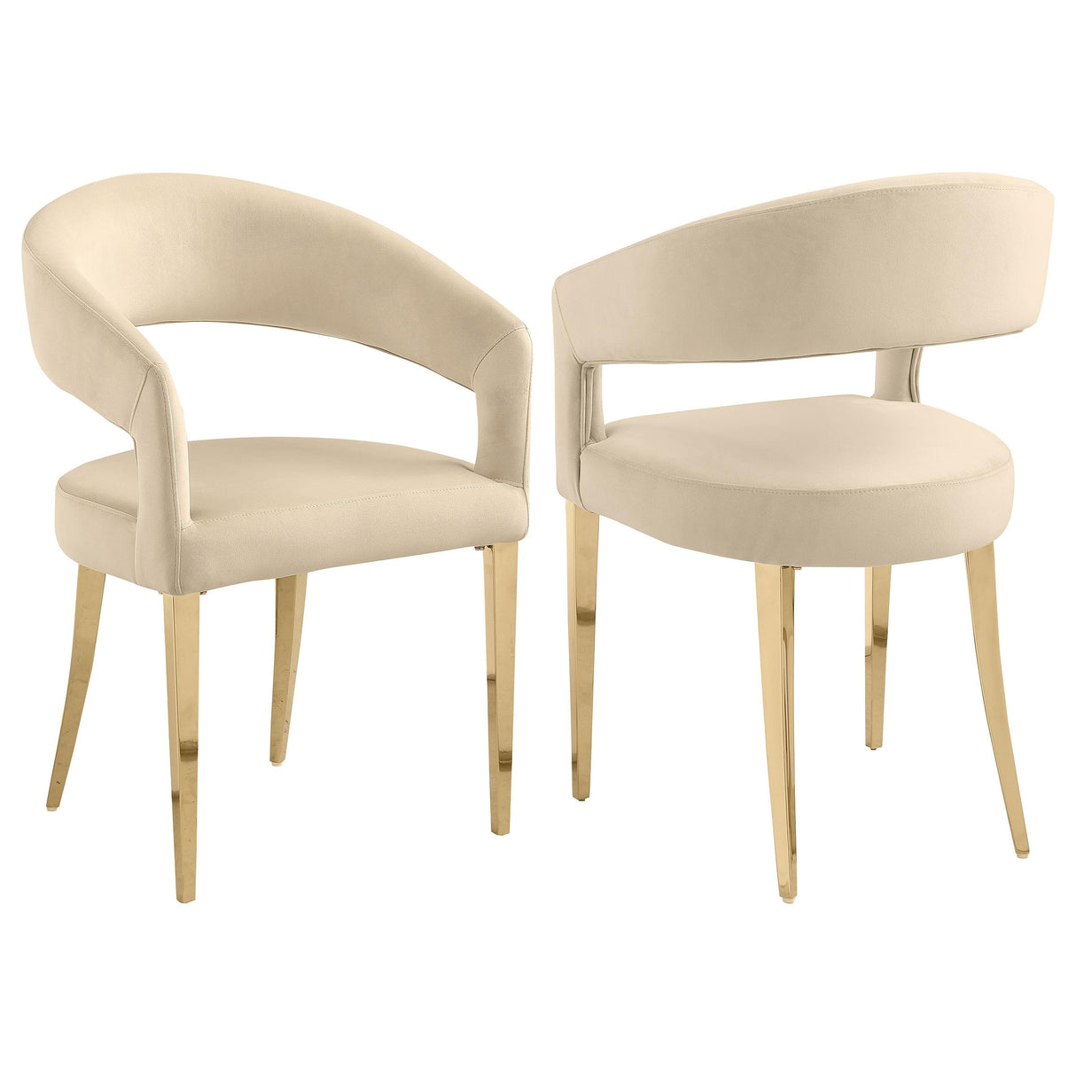 Coaster Galiano Velvet Upholstered Dining Arm Chair Beige (Set of 2)