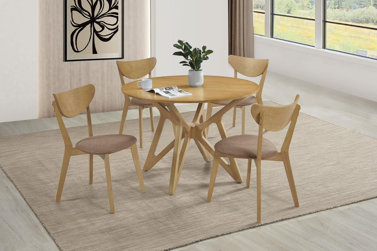 Coaster Elowen 5-piece Round Solid Wood Dining Set Light Walnut