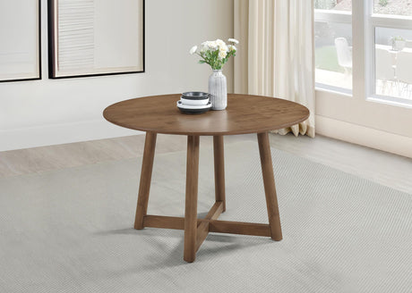 Coaster Dinah Round 47-inch Solid Wood Dining Table Walnut