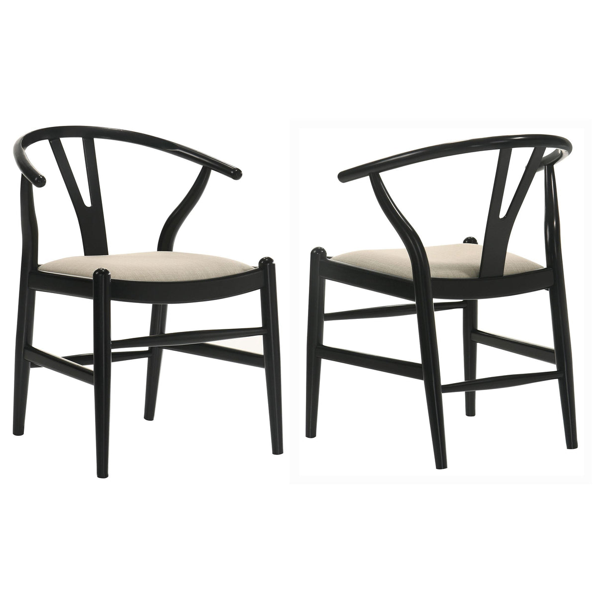 Coaster Crestmont Wood Wishbone Dining Side Chair Black (Set of 2)