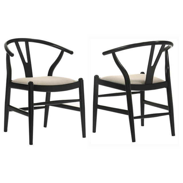 Coaster Crestmont Wood Wishbone Dining Side Chair Black (Set of 2)