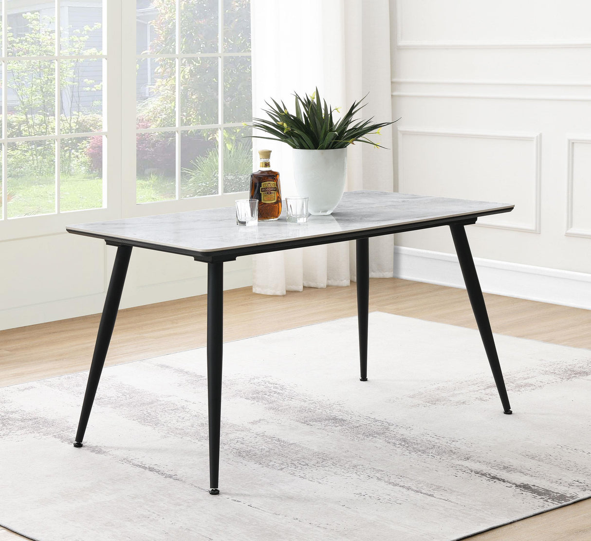 Coaster Dennison Rectangular 55-inch Ceramic Top Dining Table Grey