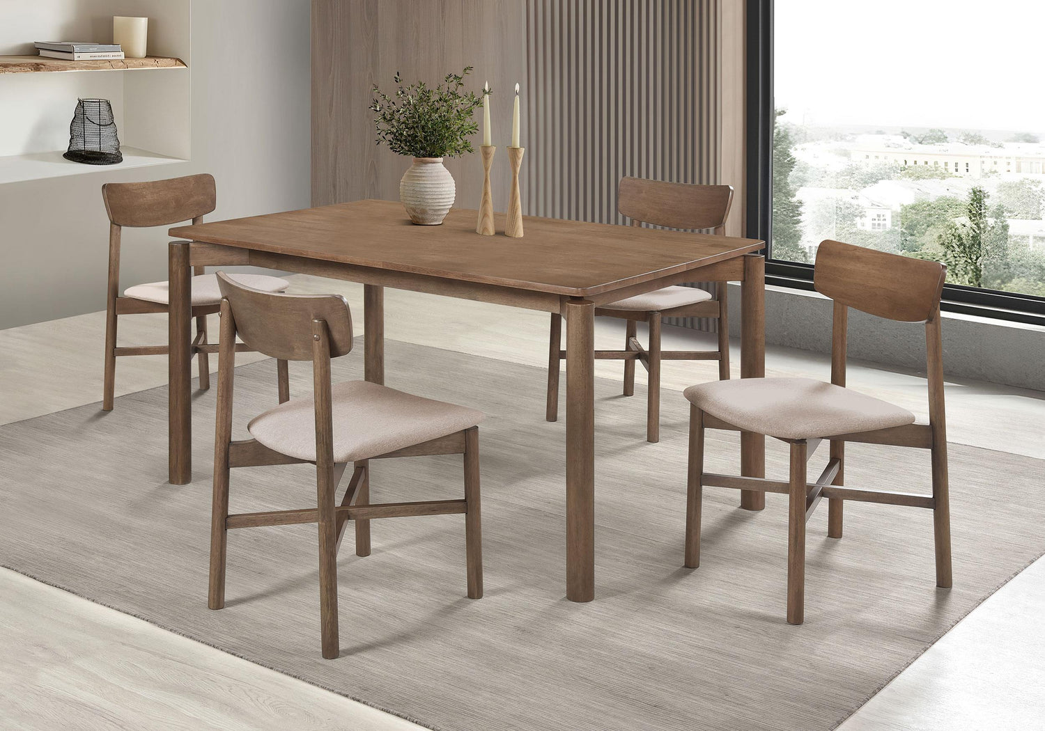 Coaster Parkridge 5-piece 59-inch Wood Dining Set Natural Walnut