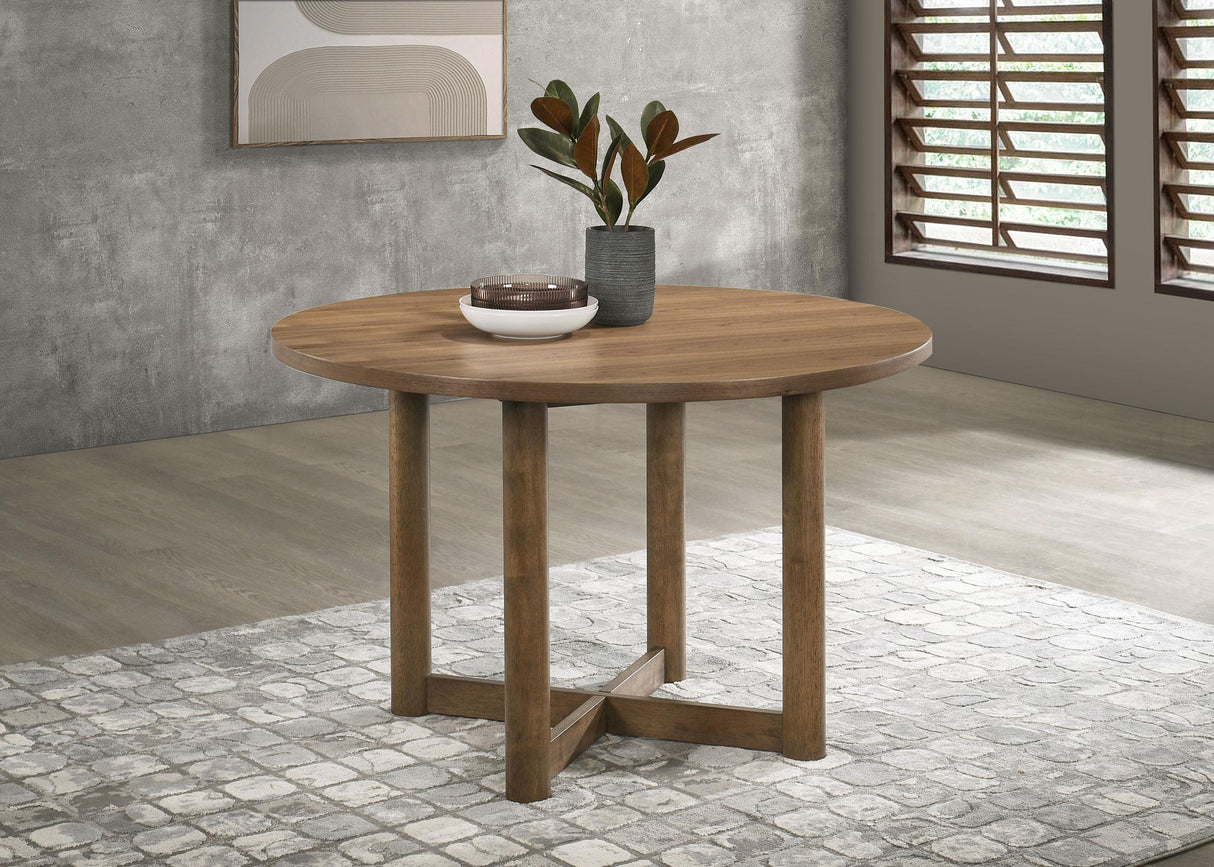 Coaster Crestmore 46-inch Round Wood Dining Table Walnut