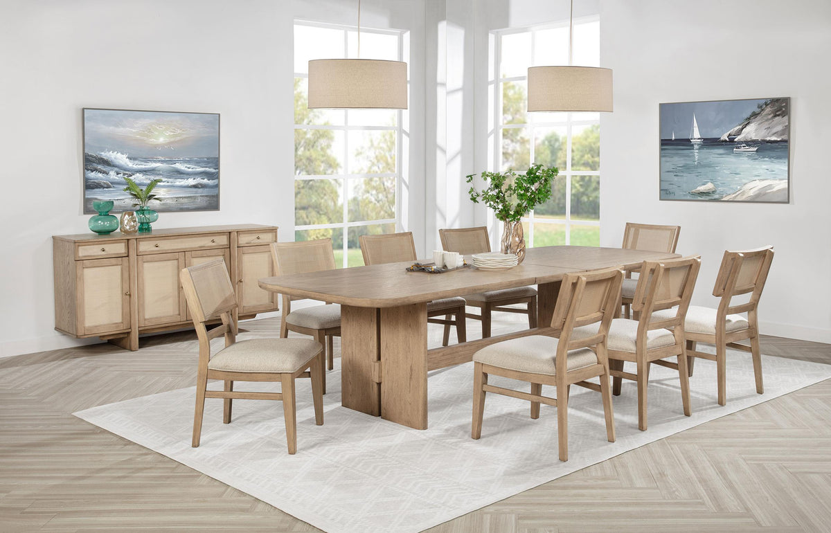 Coaster Kailani 9-piece Rectangular Wood Dining Table Set Beige Oak