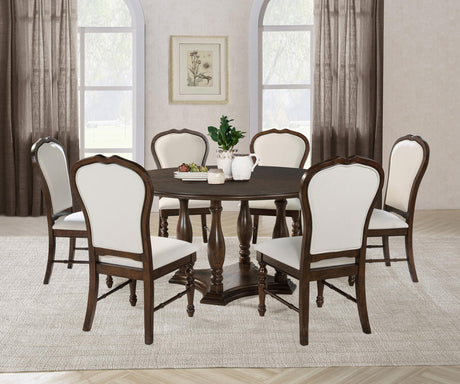 Coaster Landon 7-piece 60-inch Round Dining Table Set Rich Brown