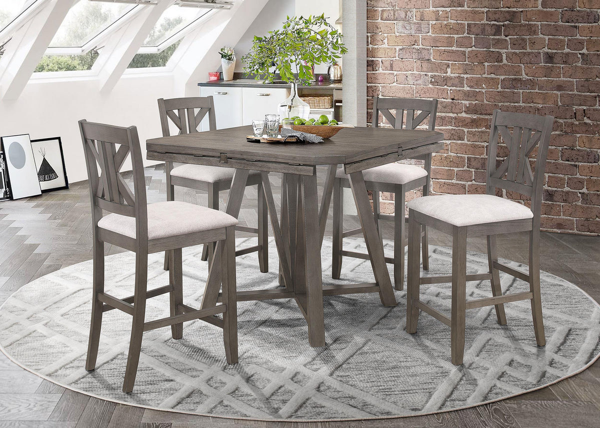 Coaster Athens 5-piece Drop Leaf Counter Height Dining Set Barn Grey
