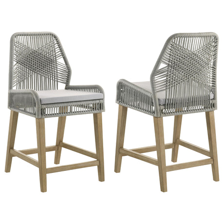 Coaster Nakia Woven Rope Counter Chair with Cushion Grey (Set of 2)