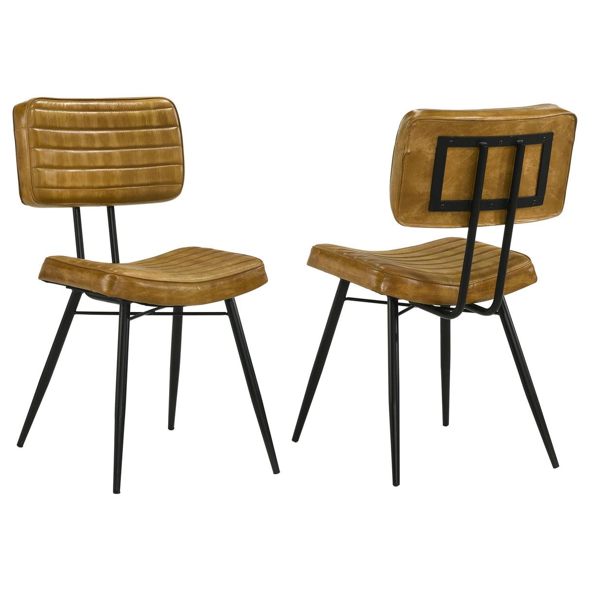 Coaster Misty Leather Upholstered Dining Side Chair Camel (Set of 2)