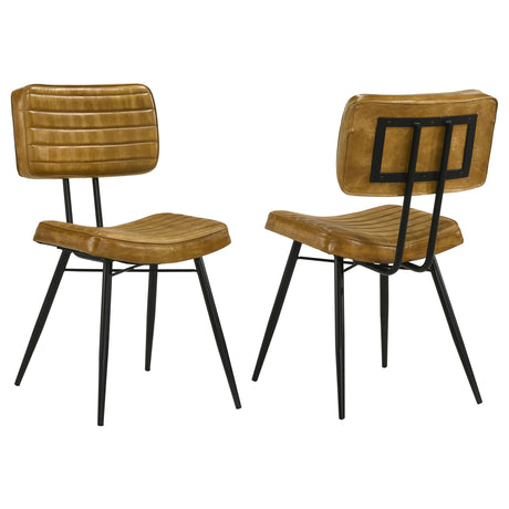 Coaster Misty Leather Upholstered Dining Side Chair Camel (Set of 2)